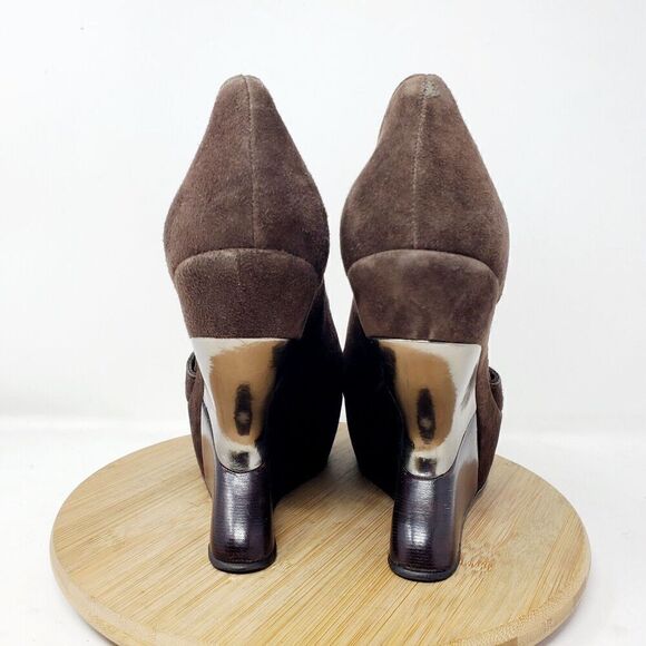 Leifsdottir Wedge Shoes Womens‎ 39 Katerina Brown Suede Platform Cutout - Picture 8 of 13